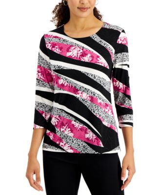 JM Collection - Jacquard-Print Top