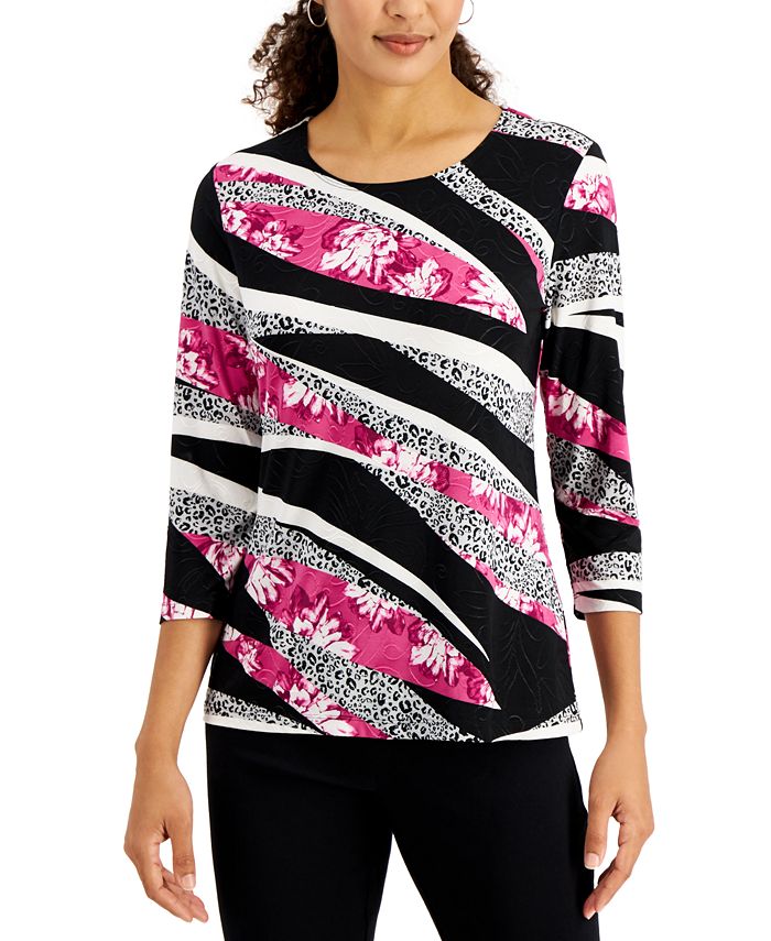 JM Collection Jacquard-Print Top, Created for Macy's - Macy's