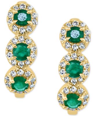 Sapphire (1/3 ct. t.w.) & Diamond (1/5 ct. t.w.) Oval Hoop Earrings in 14k Rose Gold (Also in White Gold and Yellow Gold)