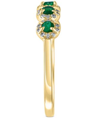 Emerald (1/3 ct. t.w.) & Diamond (1/6 ct. t.w.) Five Stone Halo Ring in 14k Gold