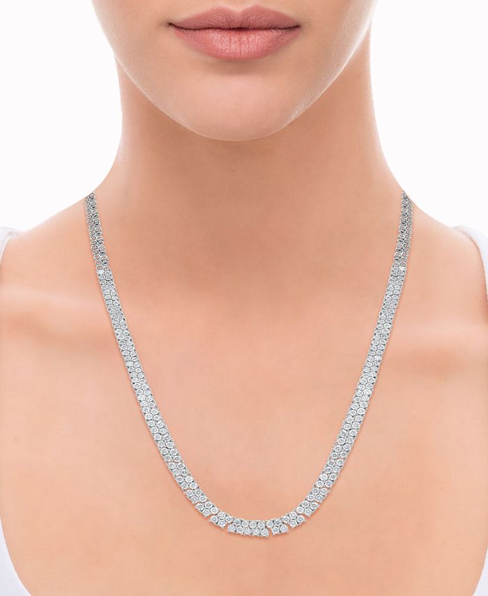 Macy's Diamond Double Row 18" Tennis Necklace (10 ct. t.w.) in 14k White Gold Macy's