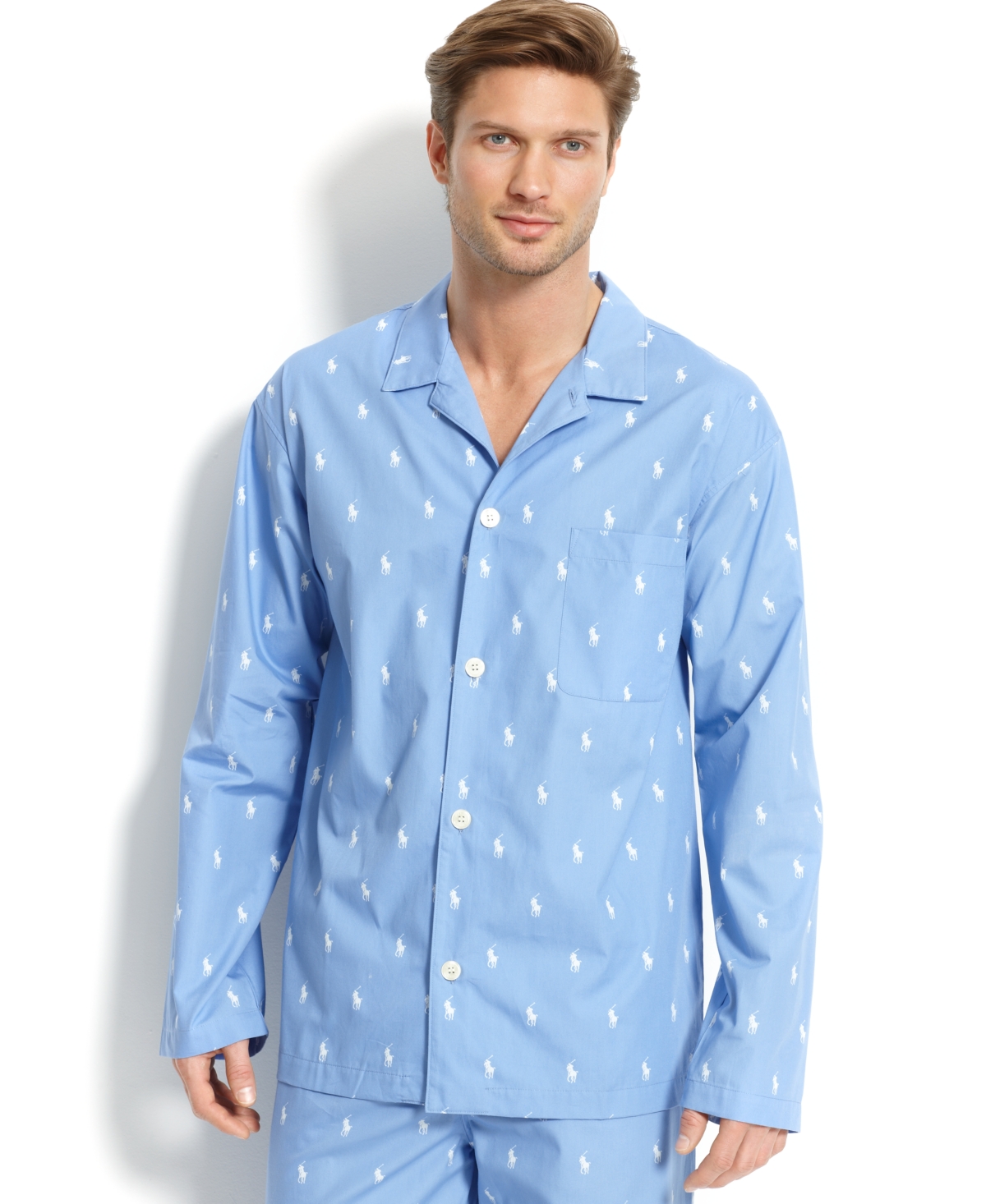 Men's All Over Polo Player Pajama Shirt - Beach Blue
