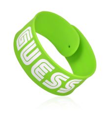 Lime Green With White Guess Logo Slap Bracelet