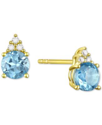 Gemstone & Diamond Accent Stud Earrings 
