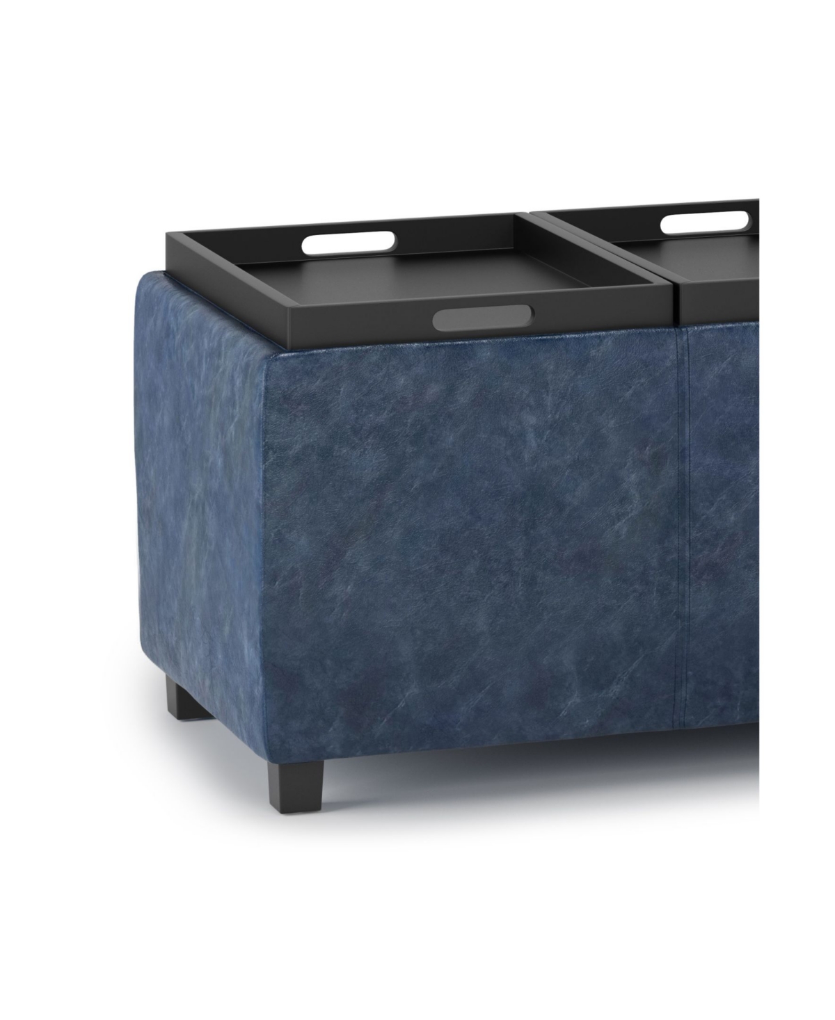 Shop Simpli Home Avalon Storage Ottoman In Denim Blue