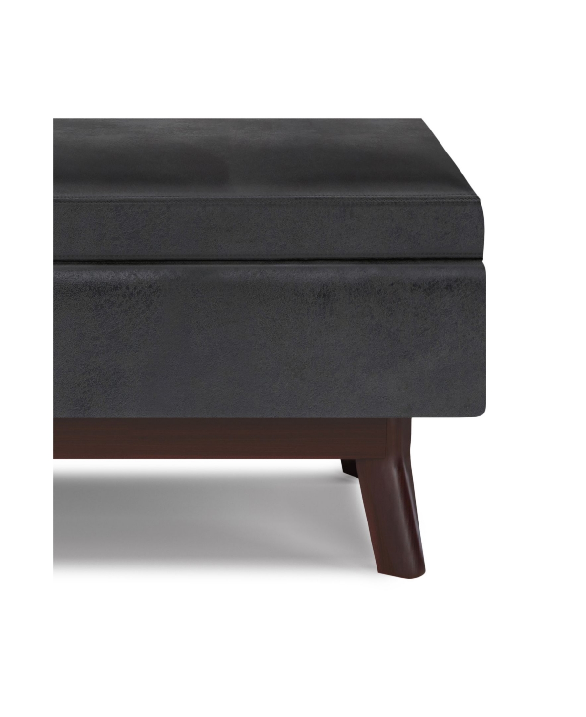Simpli Home Owen Small Rectangular Storage Ottoman In Distressed Black