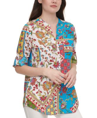 Calvin Klein - Printed Roll-Sleeve Shirt
