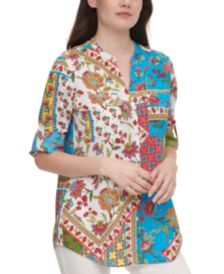 Printed Roll-Sleeve Shirt