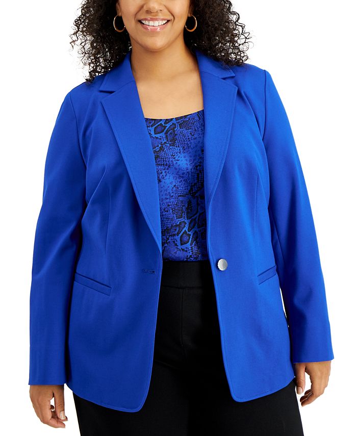 Bar III Women's Trendy Plus Size One-Button Blazer Bright Pink Size 20W