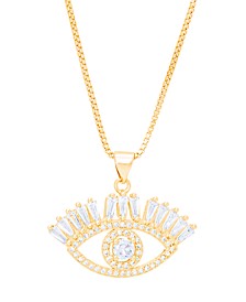 Cubic Zirconia Evil Eye Pendant Necklace in Gold Plate