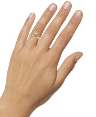 Diamond Snake Ring (1/4 ct. t.w.) in 14k Yellow Gold-Plated Sterling Silver