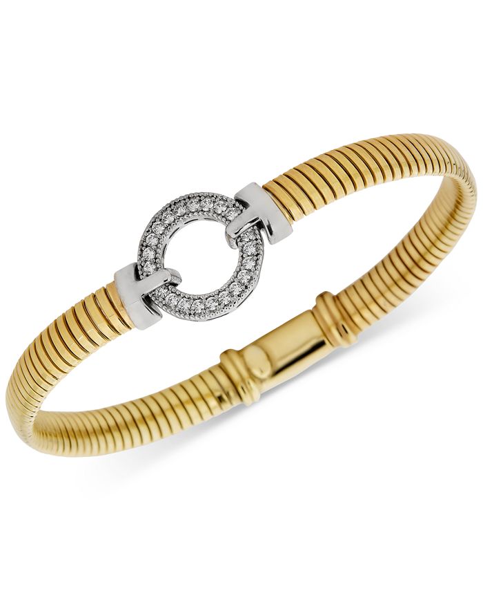 Macy's - Diamond Circle Tubogas Bracelet (1/3 ct. t.w.) in Sterling Silver & 14k Gold-Plate