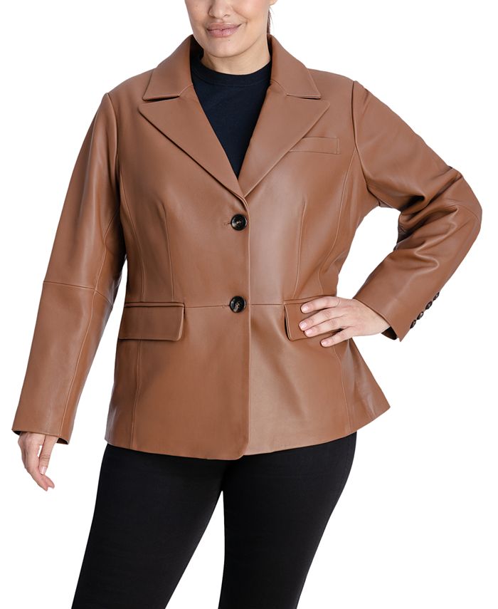 Anne Klein Plus Size Leather Blazer Coat Macy's