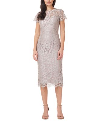 JS Collections Metallic Lace Sheath Dress - Macy's