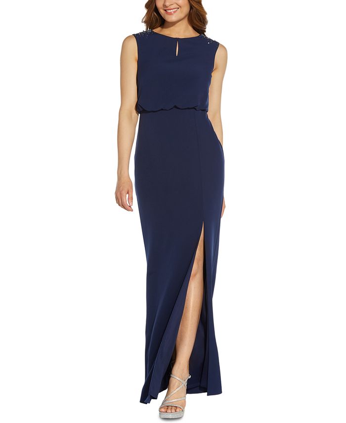 Adrianna Papell Embellished Blouson Gown - Macy's
