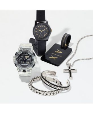 Diamond Accent Cross 22 Pendant Necklace  in Stainless Steel & Black Ion-Plate, Created for Macy's