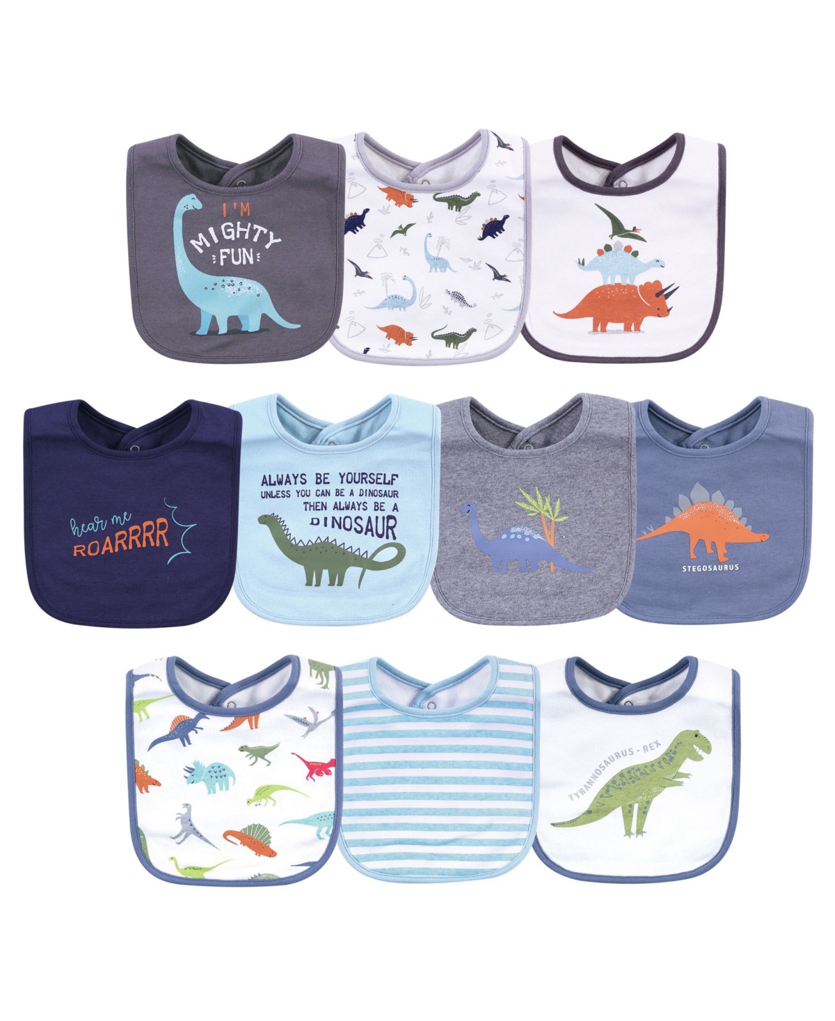 Hudson Baby Infant Boy Cotton Bibs, One Size - Dino