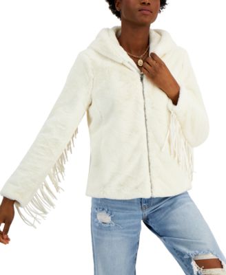 fringe faux fur jacket