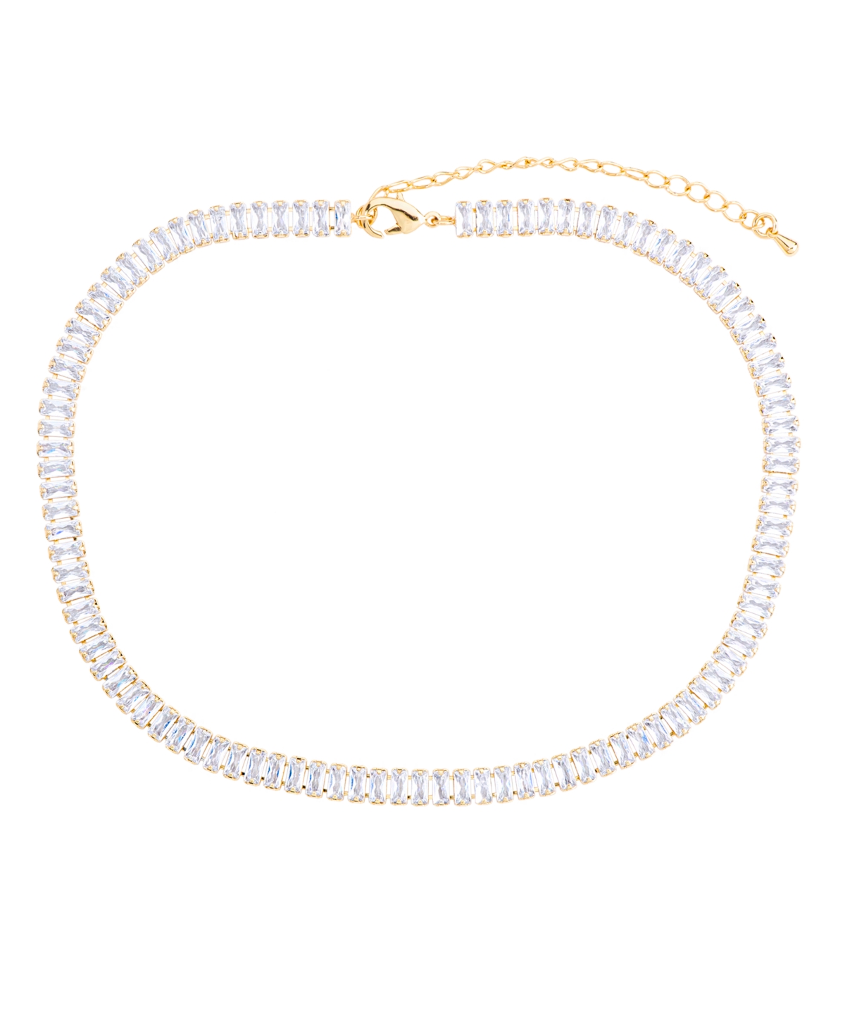 MACY'S CUBIC ZIRCONIA EMERALD-CUT CHOKER NECKLACE IN GOLD PLATE