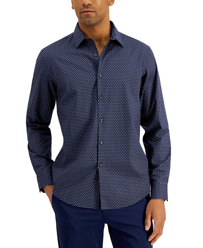 Alfani Men's Regular-Fit Stretch Geo-Print Shirt, Created for Macy's ...
