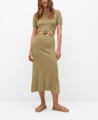 mango textured cotton blend dress Textured balloon dress