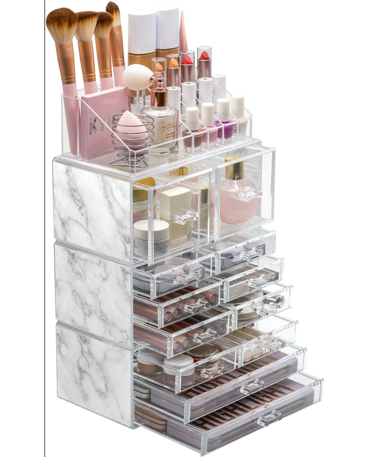 Sorbus Makeup And Jewelry Display Storage Case Set, 4 Pieces In Marble