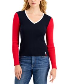 Cotton V-Neck Ribbed Sweater