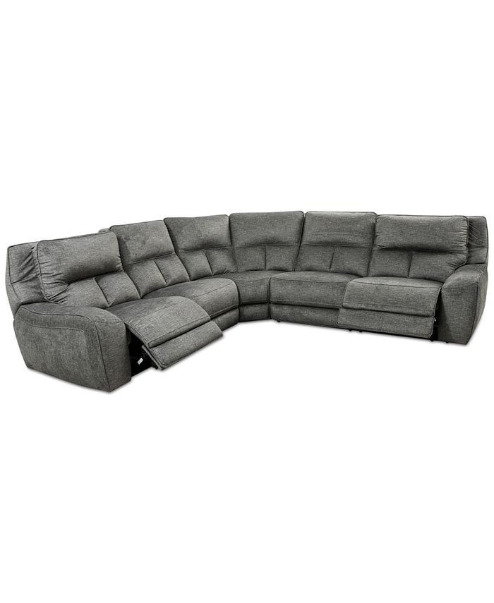 Furniture Terrine 5Pc. Fabric Sectional with 2 Power Motion Recliners