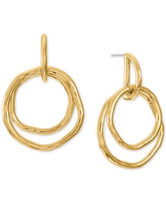 Style & Co Gold-Tone Double Circle Doorknocker Drop Earrings, Created ...