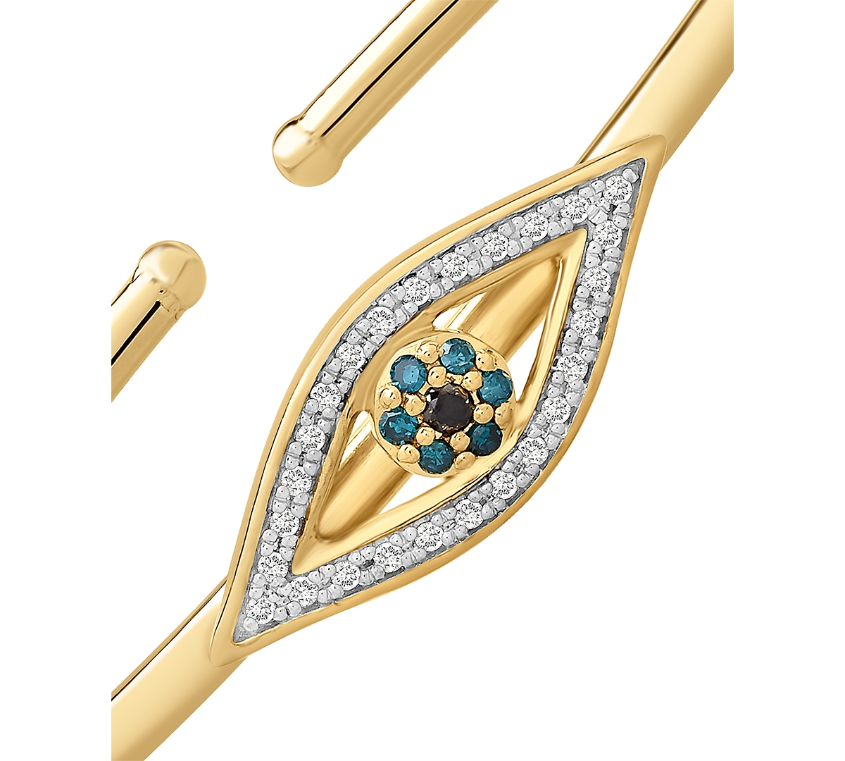 Wrapped Multicolor Diamond Evil Eye Bangle Bracelet (1/5 ct. t.w.) in 14k Gold-Plated Sterling Silver, Created for Macy's - Gold-Plated Sterling Silve