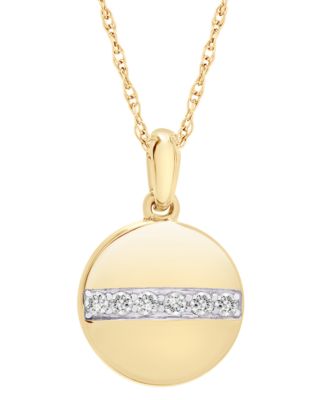 Wrapped - Diamond Disc Pendant Necklace (1/10 ct. tw) in 14k Gold, 18" + 2" extender