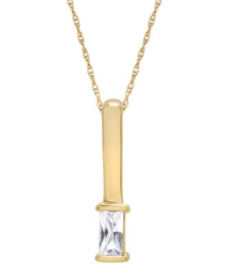 Wrapped - Diamond Baguette Drop Pendant Necklace (1/10 ct. t.w.) in 14k Gold, 16" + 2" extender
