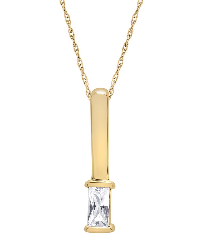 Wrapped - Diamond Baguette Drop Pendant Necklace (1/10 ct. t.w.) in 14k Gold, 16" + 2" extender