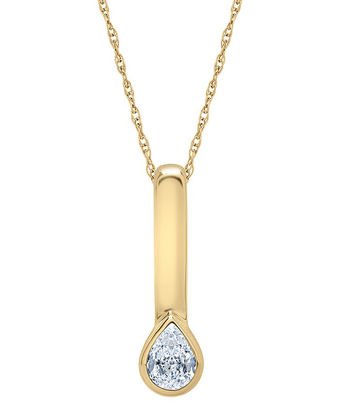 Wrapped Certified Diamond Pear Drop Pendant Necklace (1/10 ct. t.w.) in