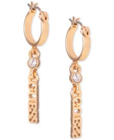 Gold-Tone Crystal & Logo Charm Hoop Earrings