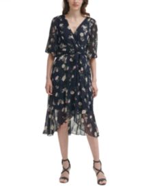 Printed Faux-Wrap Dress