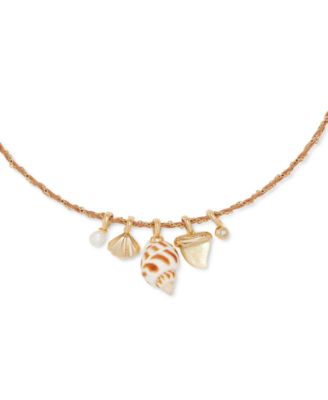 14k Gold-Plated Sea-Motif Cord-Wrapped Charm Necklace, 16" + 2" extender