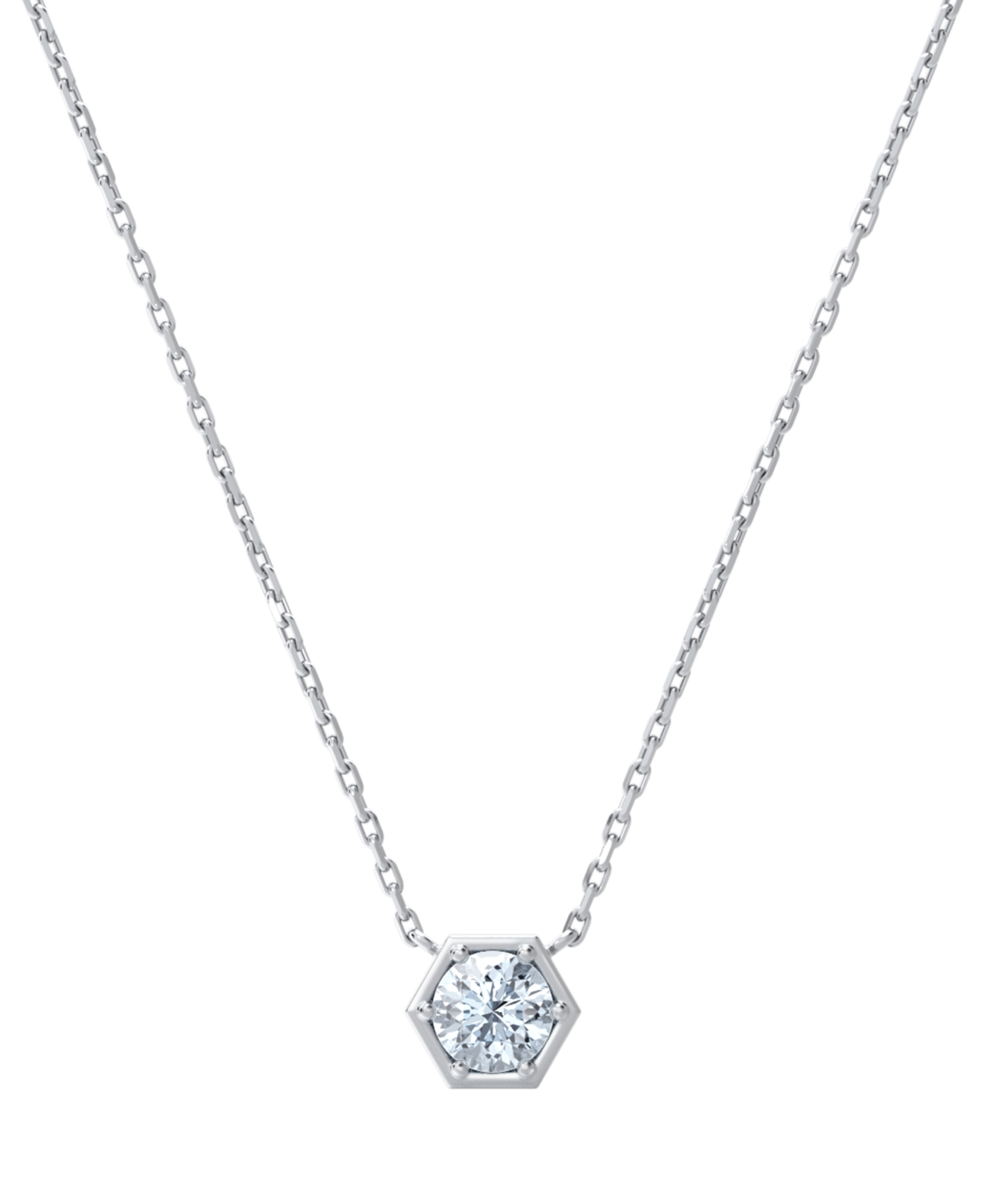 Portfolio by De Beers Forevermark Diamond Honeycomb Solitaire Pendant Necklace (1/2 ct. t.w.) in 14k White or Yellow Gold, 16" + 2" extender - White G