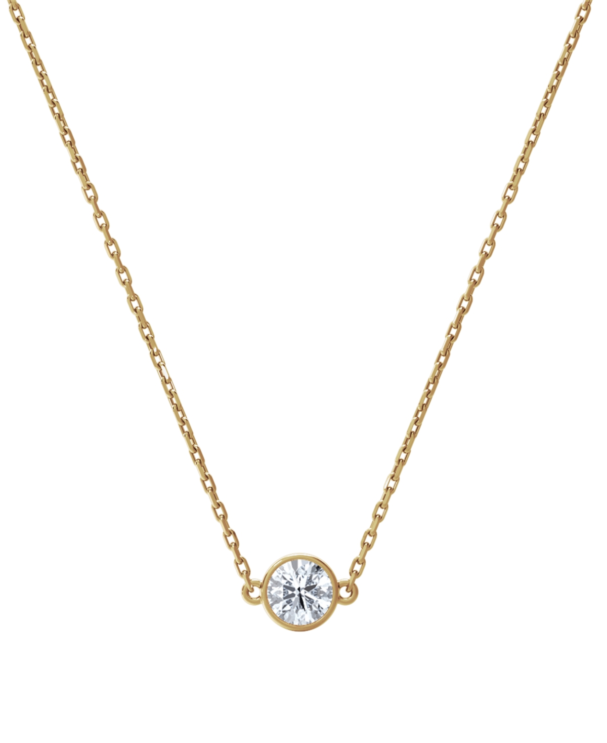 De Beers Forevermark Portfolio by De Beers Forevermark Diamond Bezel Pendant Necklace (1/10 ct. t.w.) in 14k White or Yellow Gold, 16" + 2" extender