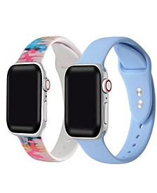 Men's and Women's Pink Tie-Dye Periwinkle Blue and Pink 2 Piece Silicone Band for Apple Watch 38mm