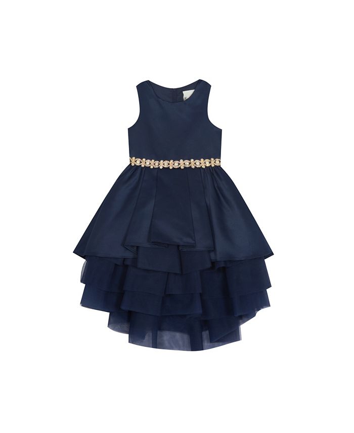 Rare Editions Little Girls Satin Dress with Tiered Mesh Skirt Macy s