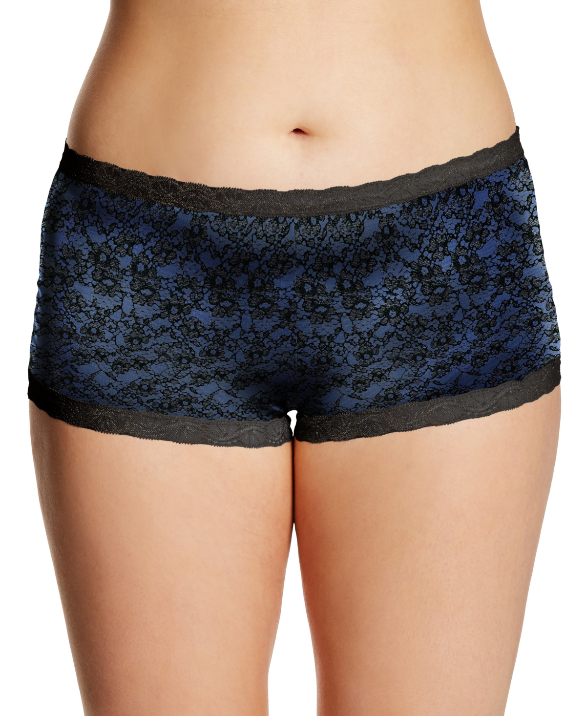 Lace Trim Microfiber Boyshort Underwear 40760 - Salty Purple