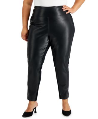 calvin klein faux leather front leggings