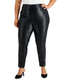 Plus Size Faux-Leather Front Leggings