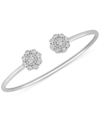 Wrapped - Diamond Cluster Cuff Bangle Bracelet (1/4 ct. t.w.) in Sterling Silver
