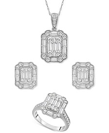 Diamond Baguette Cluster Jewelry Collection in 14k White Gold, Created for Macy's