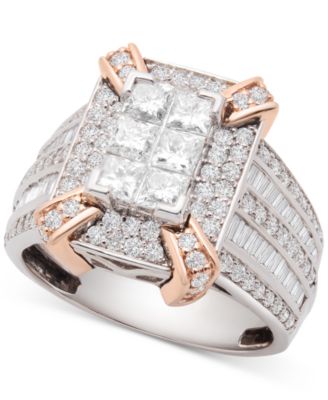 Diamond Princess Cluster Statement Ring (2 ct. t.w.) in 14k Rose ...