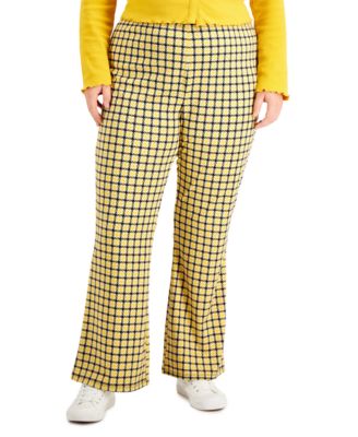 plus size yellow plaid pants