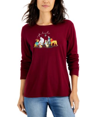 Karen Scott - Fa La La Holiday Dog Top, Created for Macy's