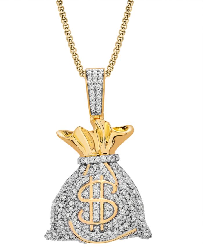 Men's Diamond MoneyBag 22" Pendant Necklace (1/2 ct. t.w.) in 14k